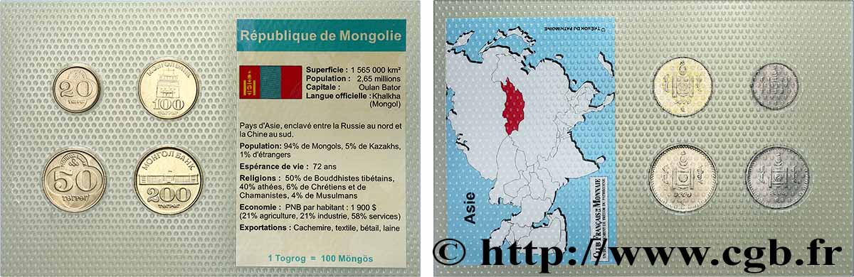 MONGOLIE Lot 4 monnaies 1990-2008 SPL