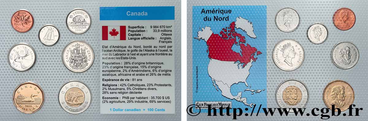 CANADA Lot 7 monnaies 1965-2010 MS
