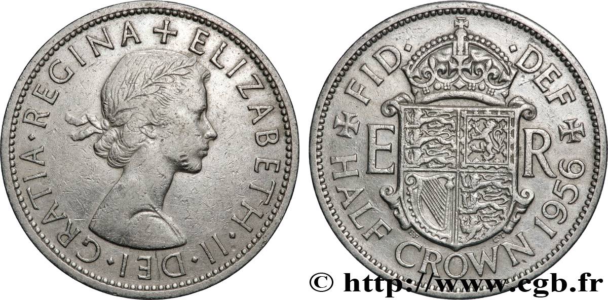 UNITED KINGDOM 1/2 Crown Élisabeth II 1956 Londres XF