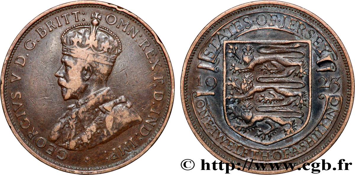 JERSEY 1/12 Shilling Georges V 2e type 1923 Londres fSS