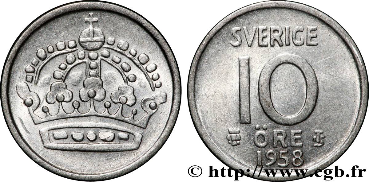 SCHWEDEN 10 Ore 1958 Kungsholmen fVZ
