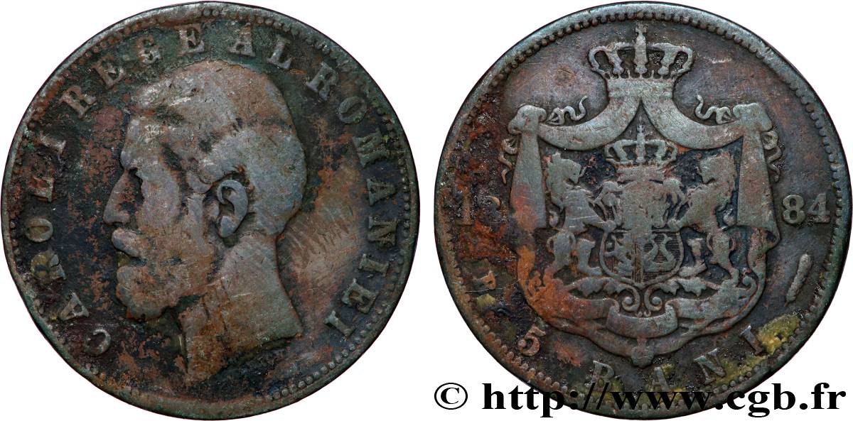 ROMANIA 5 Bani Charles Ier 1884 Bucarest VF