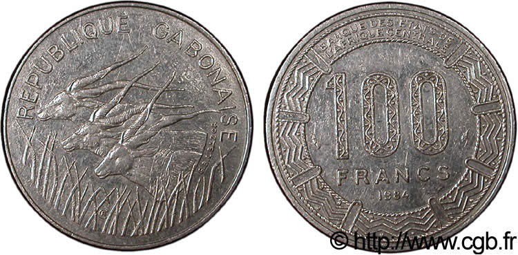 GABUN 100 Francs antilopes 1984 Paris SS