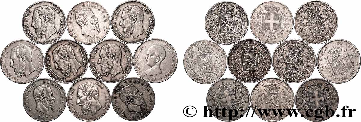 SILBER-INVESTMENT Lot de 10 écus de 5 Francs Union Latine n.d. S