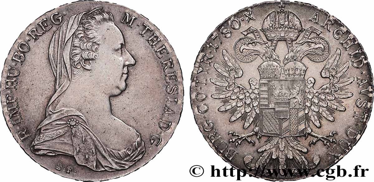 ARGENT D INVESTISSEMENT 1 Thaler (REFRAPPE) Marie-Thérèse 1780 Vienne SPL