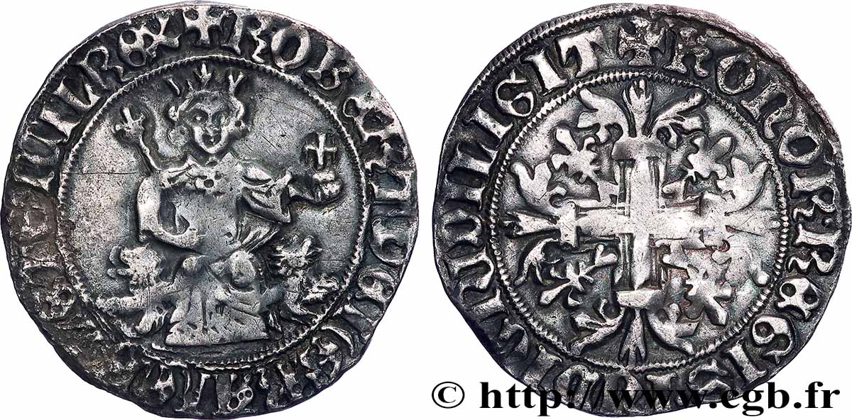 ITALIE - ROYAUME DE NAPLES - ROBERT D ANJOU Gigliato (Gillat) ou Carlin d argent n.d. Naples TTB+