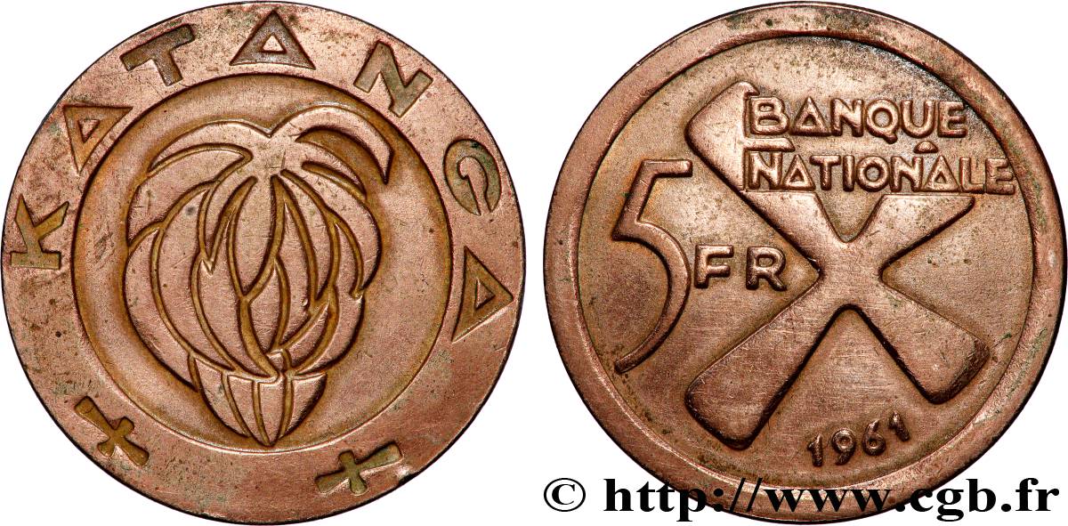 KATANGA 5 Francs 1961 TTB