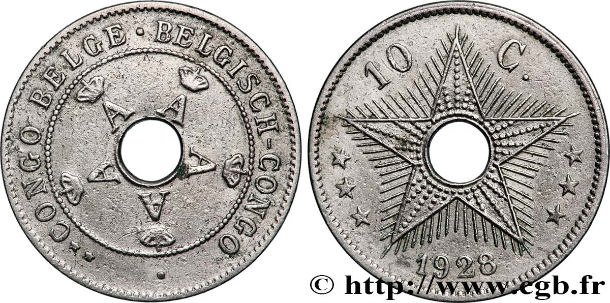 CONGO BELGE 10 Centimes Albert Ier 1928 Bruxelles TTB