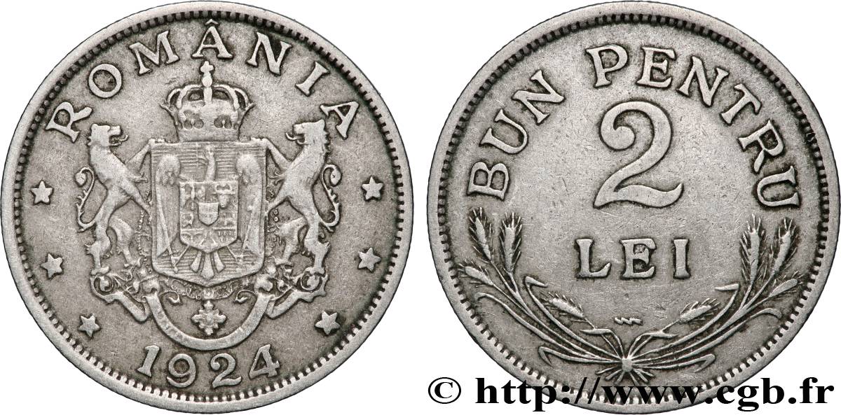 ROUMANIE 2 Lei 1924 Poissy TTB