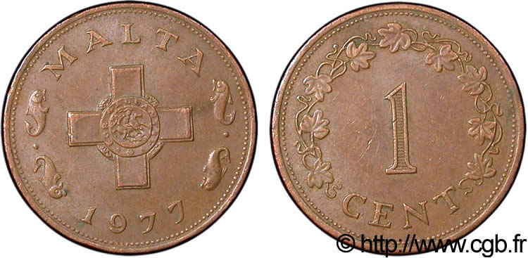 MALTE 1 Cent croix de St Georges 1977  TTB 