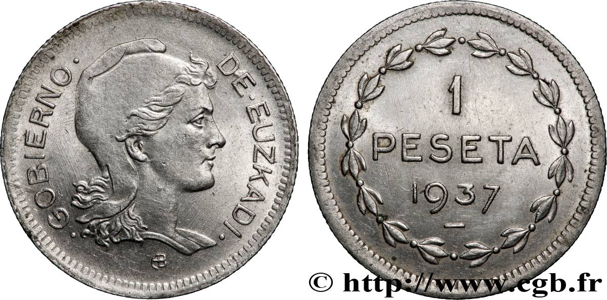ESPAGNE - PAYS BASQUE 1 Peseta Gouvernement d’Euskadi 1937 Bruxelles TTB