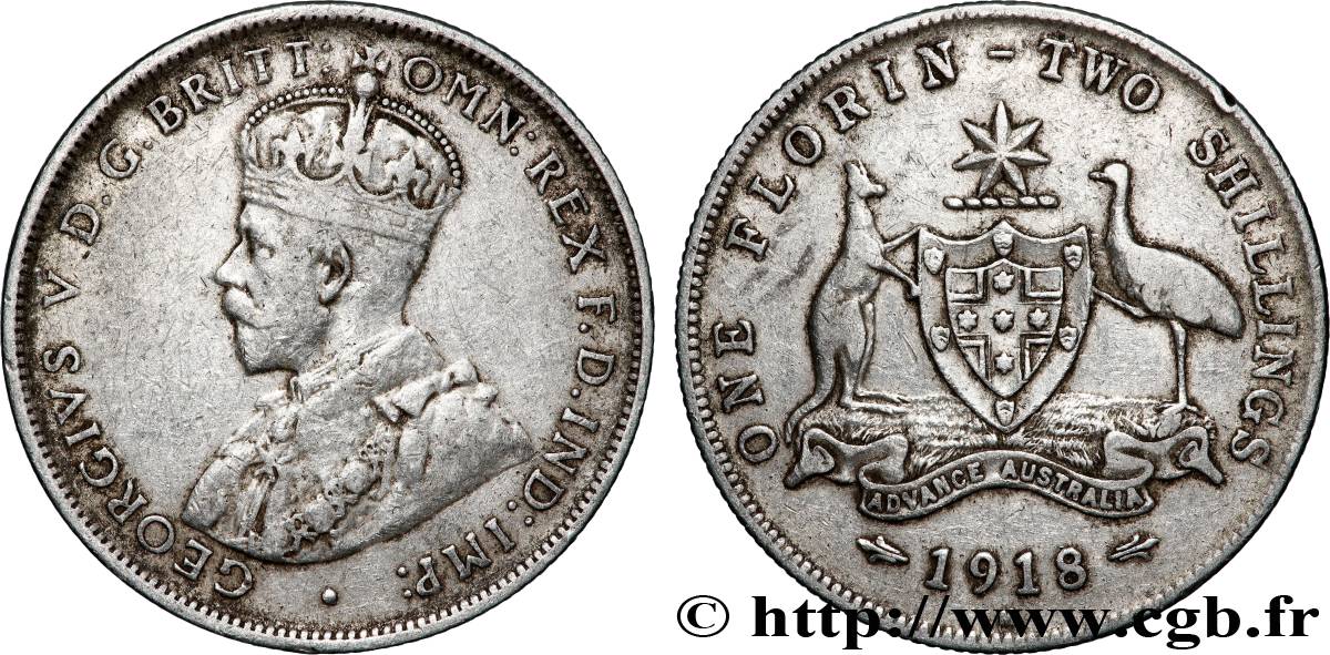 AUSTRALIE 1 Florin Georges V 1918 Melbourne - M TTB