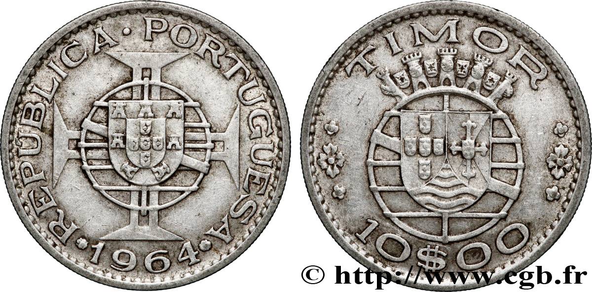 TIMOR 10 Escudos Colonie Portugaise 1964 Lisbonne TTB+