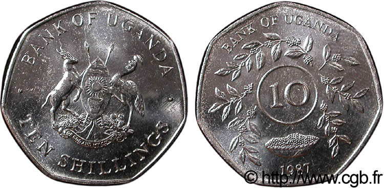 OUGANDA 10 Shillings 1987  SPL 