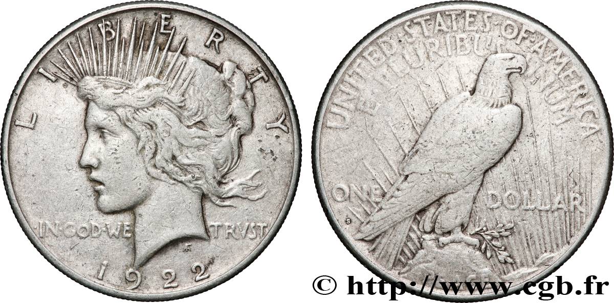 ÉTATS-UNIS D AMÉRIQUE 1 Dollar Peace 1922 San Francisco TB+