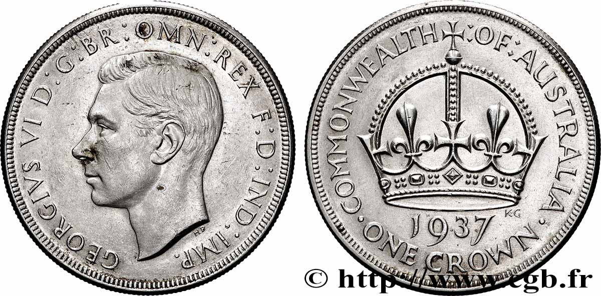 AUSTRALIE 1 Crown Georges VI 1937 Melbourne TTB+/SUP