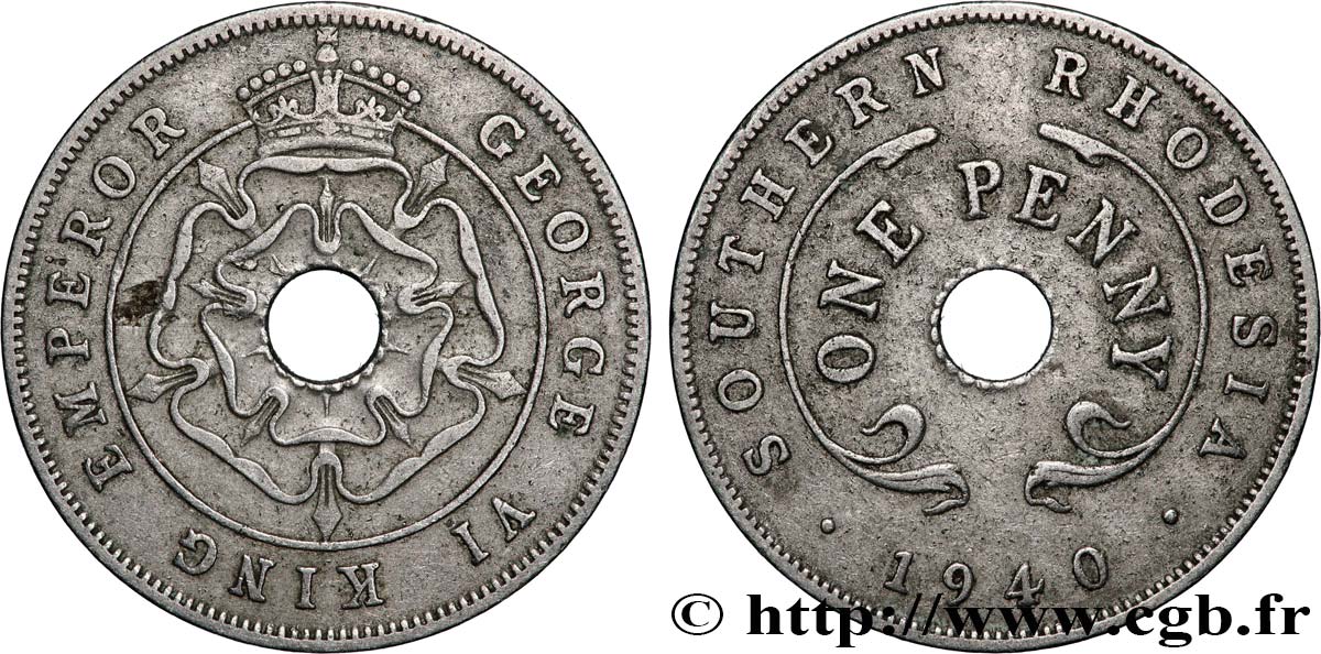 RHODÉSIE DU SUD 1 Penny frappe au nom de Georges VI 1940 TTB