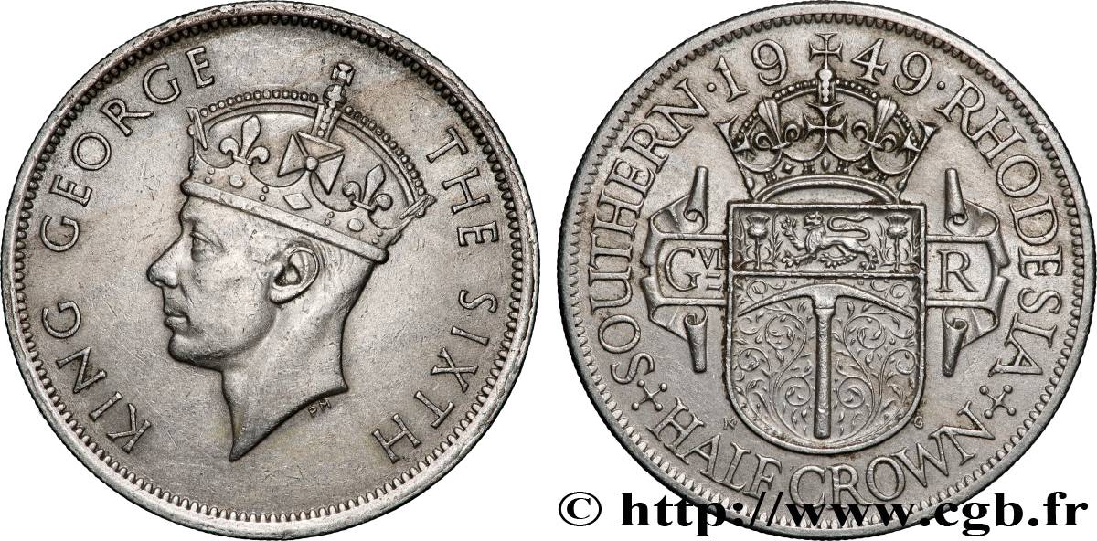 RHODÉSIE DU SUD 1/2 Crown Georges VI 1949 Londres TTB