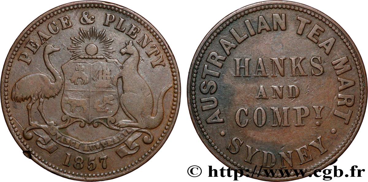 AUSTRALIE 1/2 Penny Token 1857 TB+