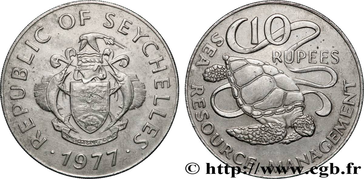 SEYCHELLES 10 Rupees Préservation des ressources marines 1977 Heaton MS