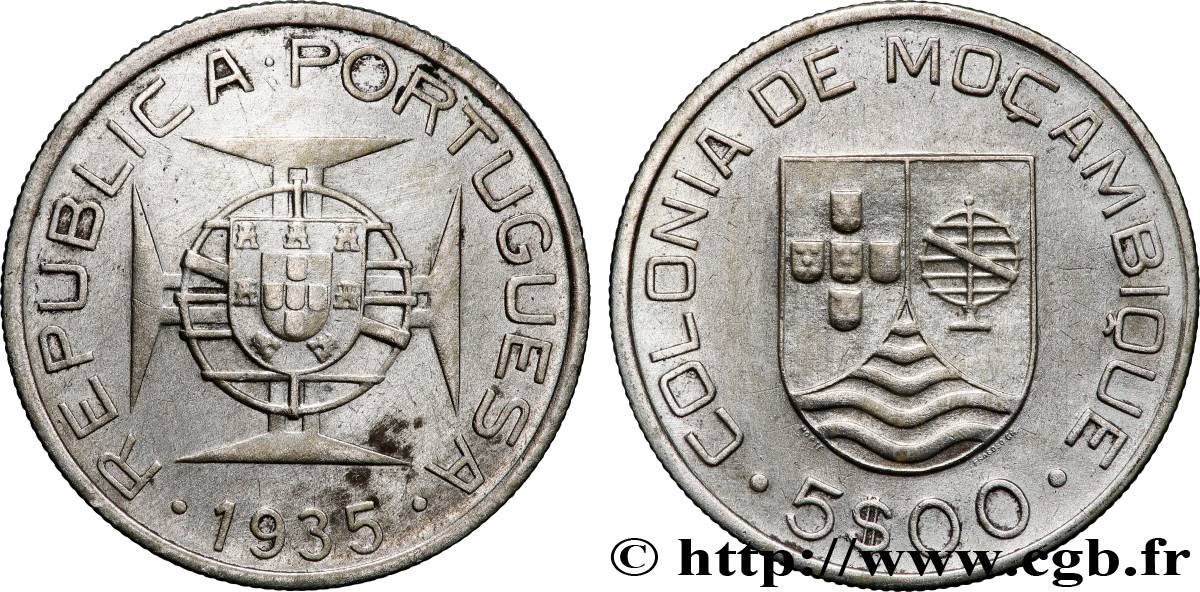 MOZAMBIQUE 5 Escudos colonie portugaise du Mozambique 1935 Lisbonne XF