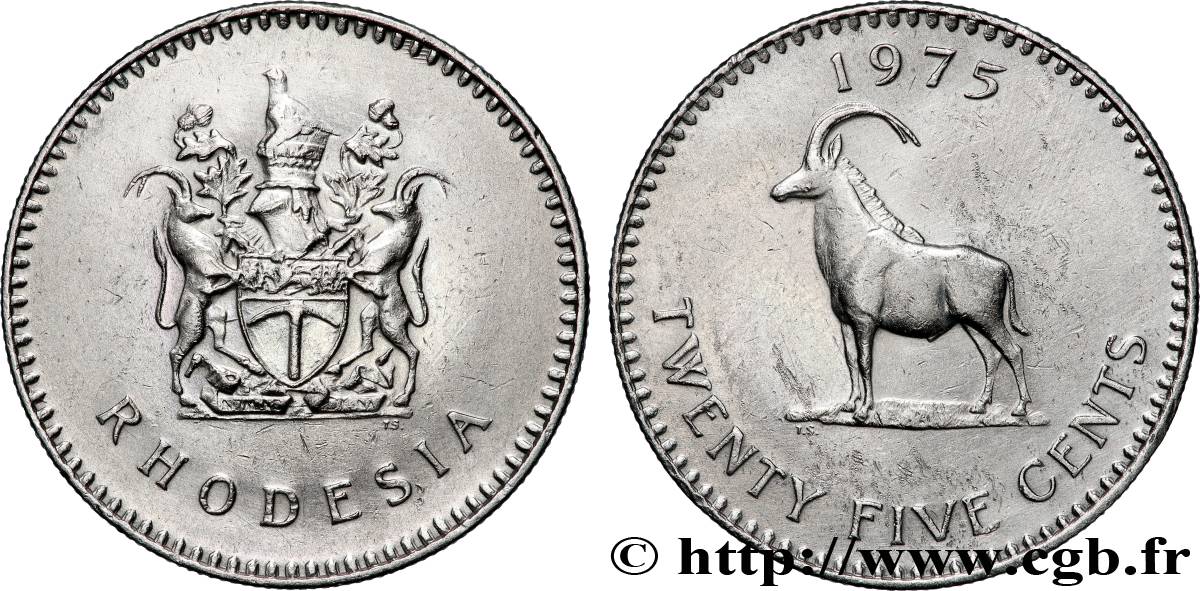 RHODESIA 25 Cents 1975 Pretoria AU