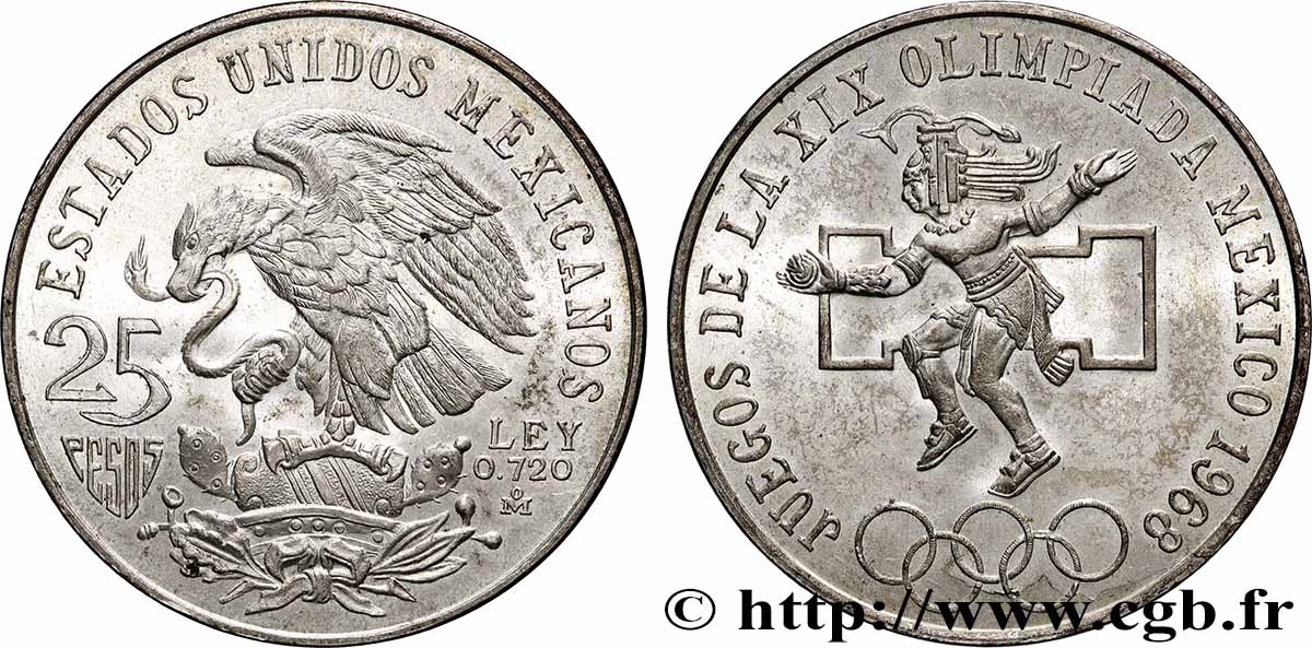 MEXIQUE 25 Pesos Jeux Olympiques de Mexico 1968 Mexico SPL