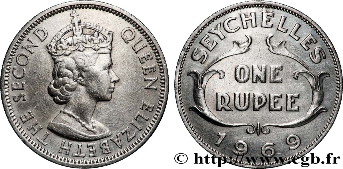 SEYCHELLES 1 Rupee (Roupie) Elisabeth II 1969 Llantrisant AU