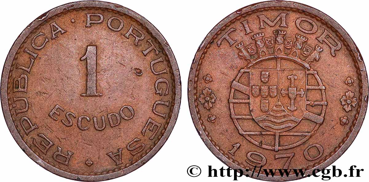 TIMOR 1 Escudo Colonie Portugaise 1970 Lisbonne XF