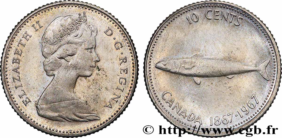 CANADá
10 Cents centenaire de la Confédération 1967 Ottawa EBC