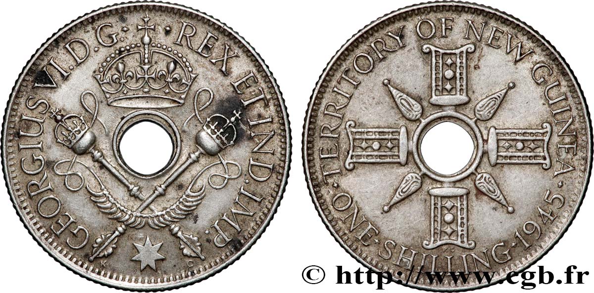 NOUVELLE GUINÉE 1 Shilling frappe au nom de Georges V 1945 TTB+
