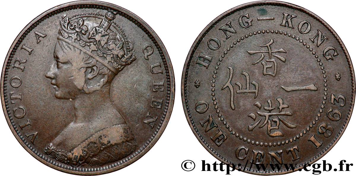 HONG KONG 1 Cent Victoria 1863 TTB