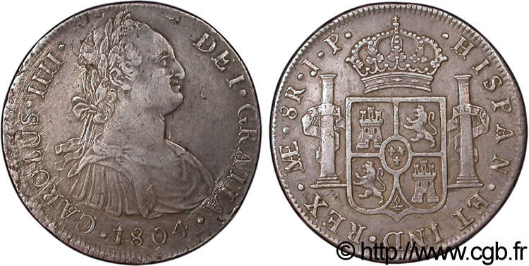PÉROU 8 Reales Charles IV d’Espagne JP 1804 Lima TTB 