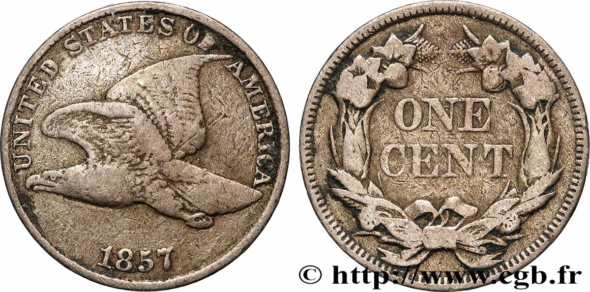UNITED STATES OF AMERICA 1 Cent “Flying Eagle” 1857 Philadelphie VF