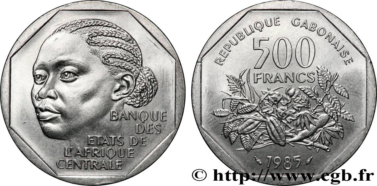 GABON 500 Francs femme africaine 1985 Paris SUP