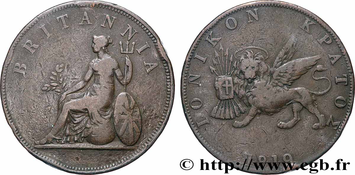 ÎLES IONIENNES 2 Oboli 1819 TB+