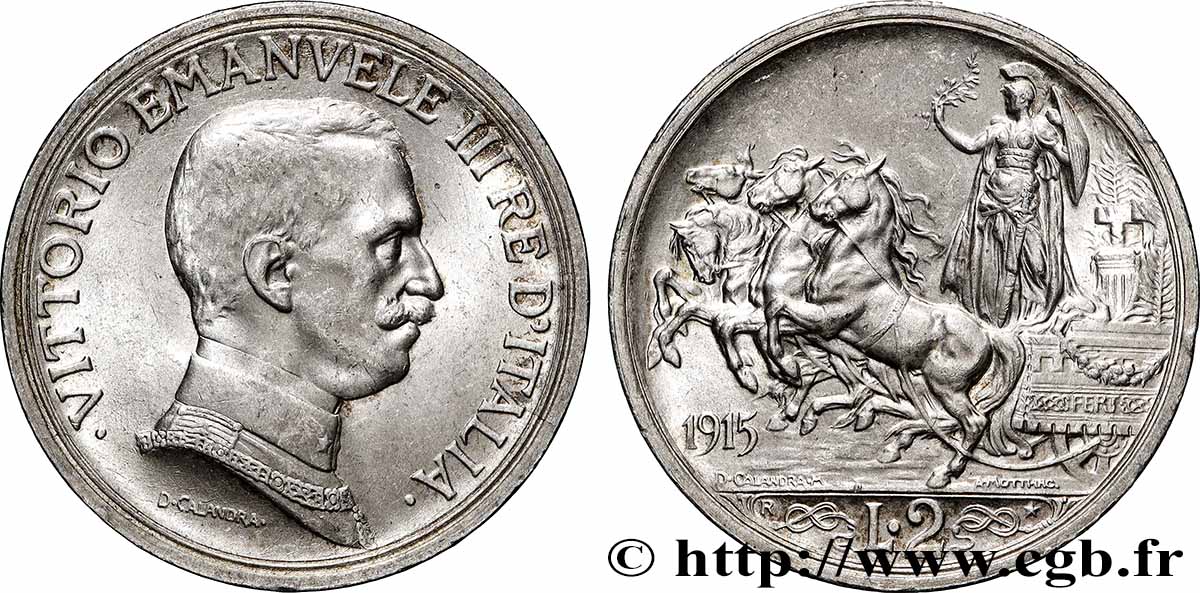 ITALIE 2 Lire Victor Emmanuel III 1915 Rome TTB+