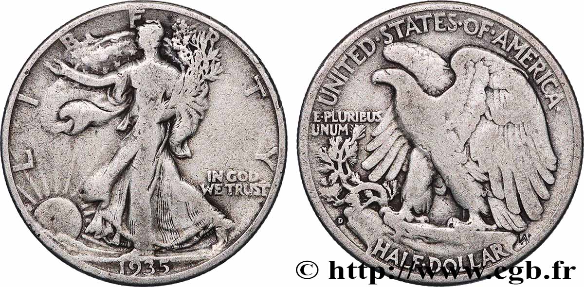 ÉTATS-UNIS D AMÉRIQUE 1/2 Dollar Walking Liberty 1935 Denver TB