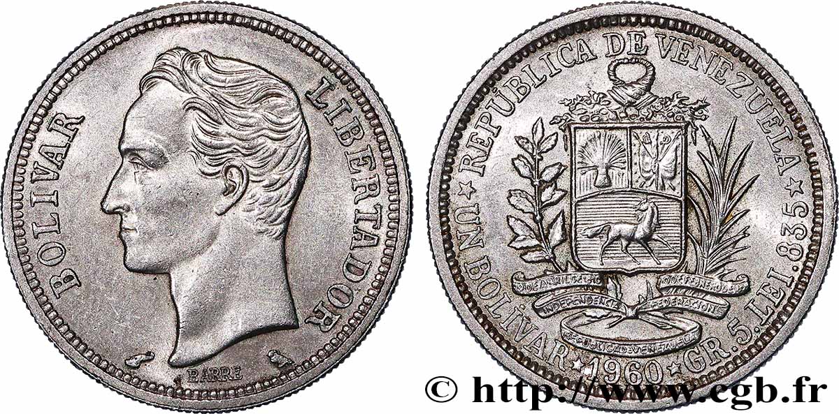 VENEZUELA 1 Bolivar 1960 Paris AU