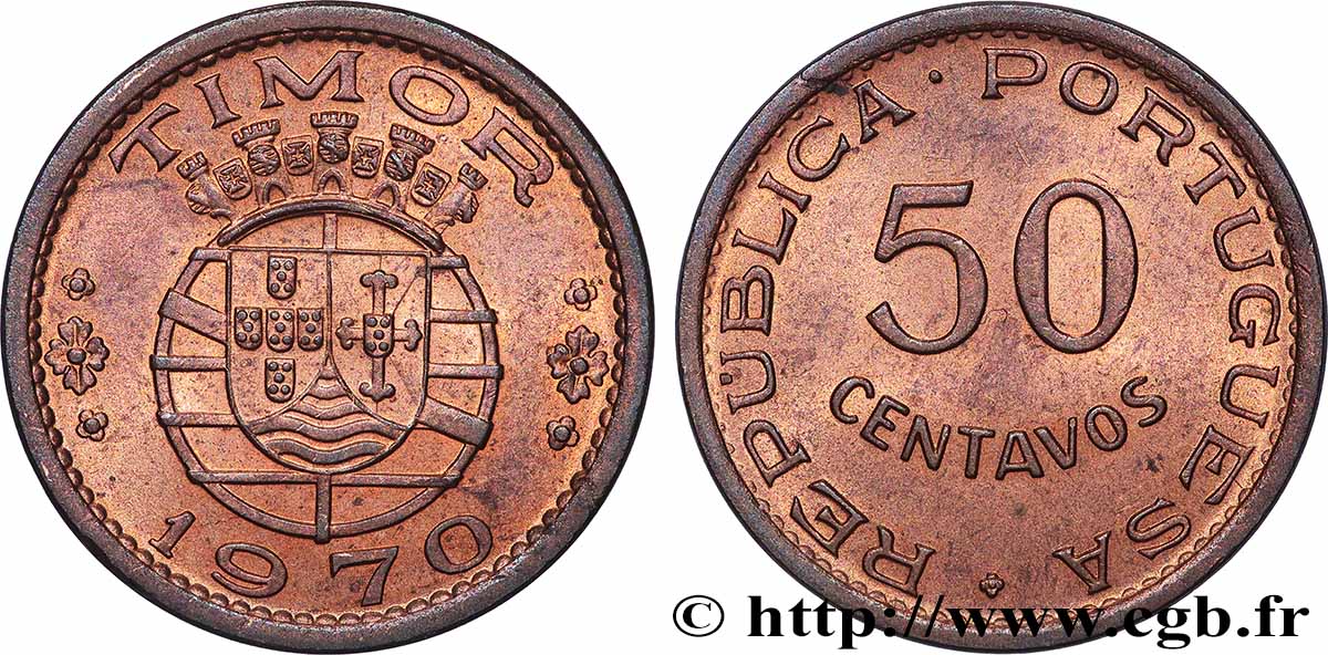 TIMOR 50 Centavos Colonie Portugaise 1970 Lisbonne SUP