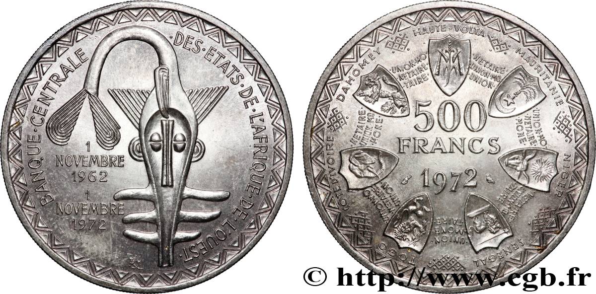ÉTATS DE L AFRIQUE DE L OUEST (BCEAO) 500 Francs BCEAO 1972 Paris SPL