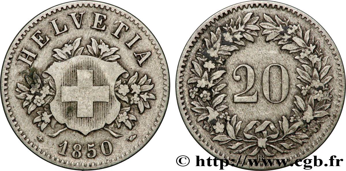 SVIZZERA 20 Centimes (Rappen) 1850 Strasbourg - BB BB