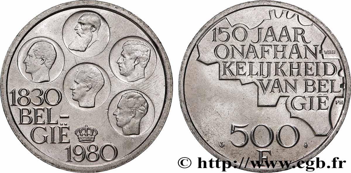 BELGIEN 500 Francs légende flamande 150e anniversaire de l’indépendance 1980 Bruxelles fST