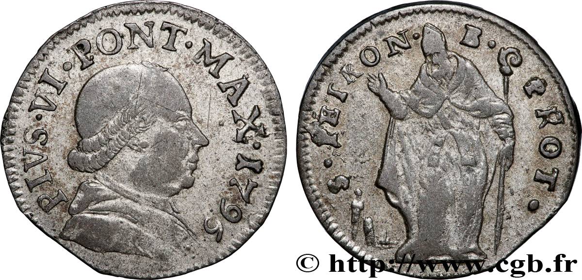 VATICAN - PIE VI (Jean-Ange Braschi) 4 Bolognini 1795 Bologne BC+