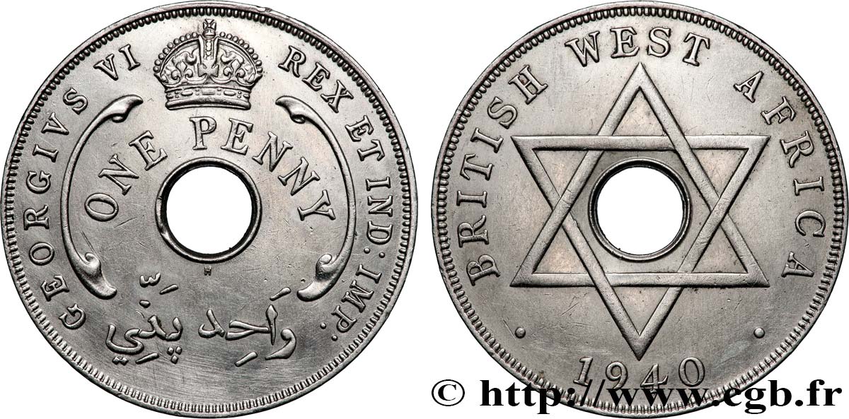 BRITISH WEST AFRICA 1 Penny Georges VI 1940 Heaton AU