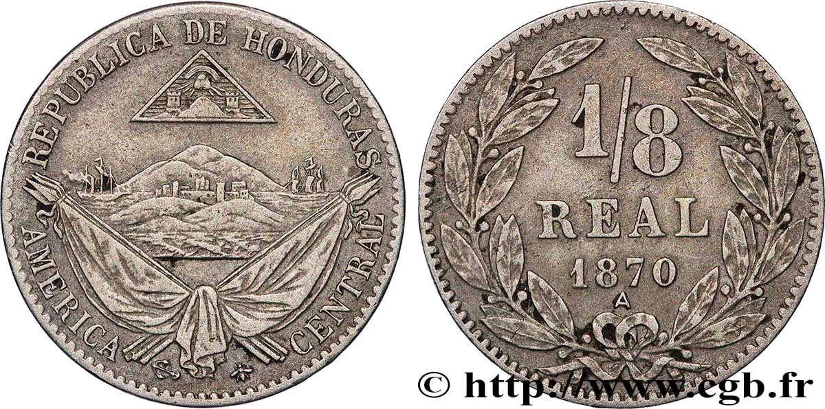 HONDURAS 1/8 Real 1870 Paris AU