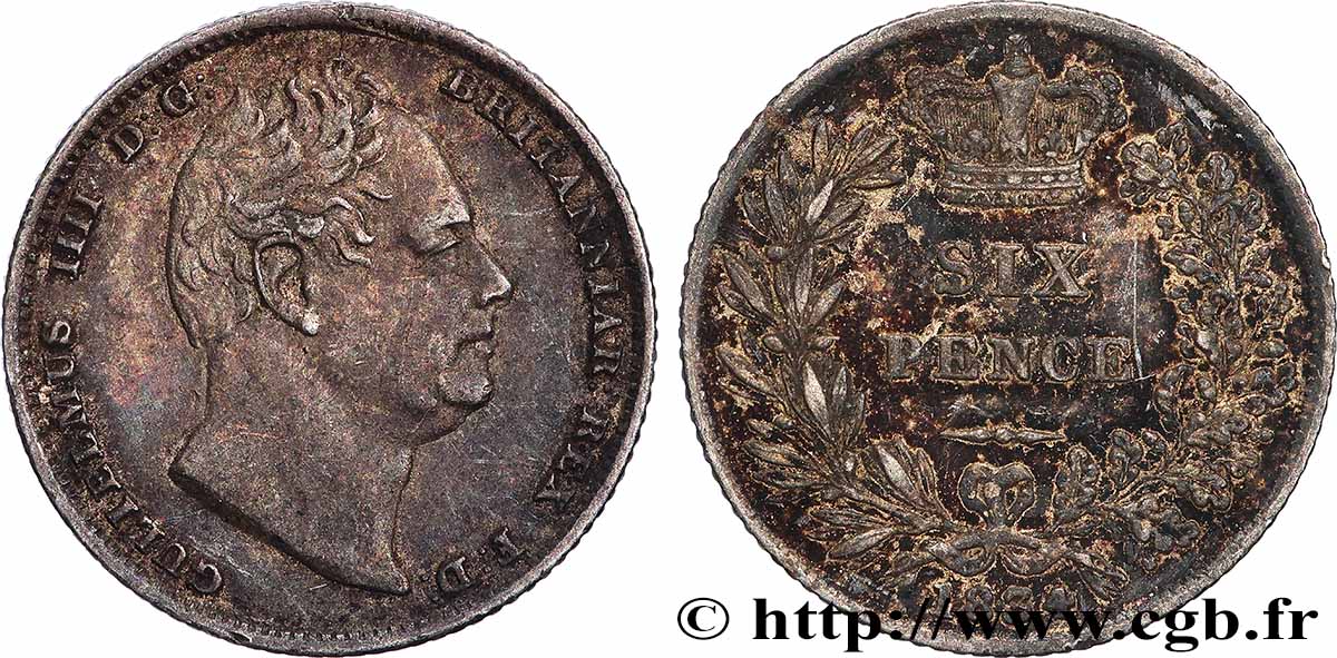 ROYAUME-UNI 6 Pence Guillaume IV 1834 TTB+