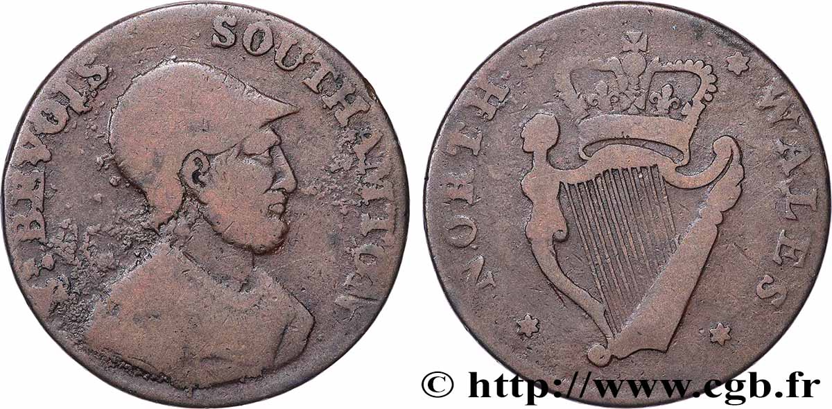 BRITISH TOKENS 1/2 Penny (North Wales) Sir Bevois Southampton n.d. VF