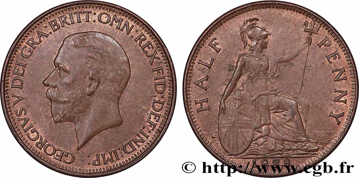 UNITED KINGDOM 1/2 Penny Georges V 1928 Londres AU