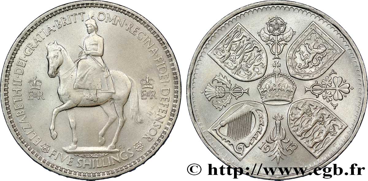 UNITED KINGDOM 1 Crown (5 Shillings) Couronnement d’Elisabeth II 1953  MS 